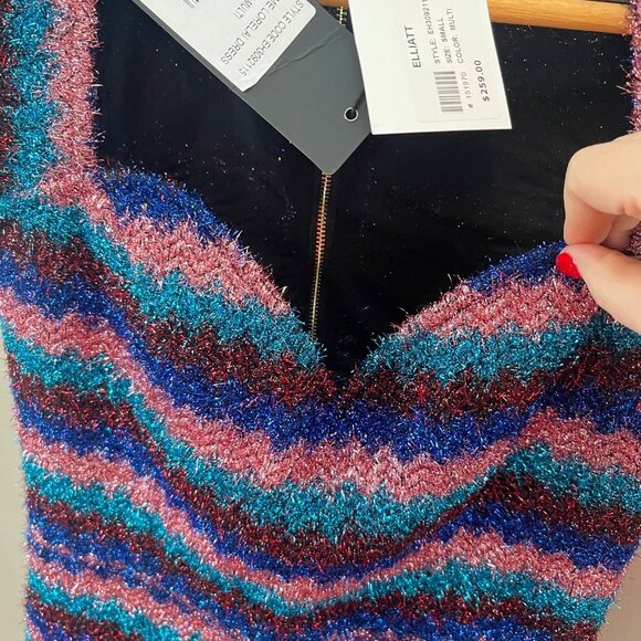 NEW Elliatt Lorelai Dress Striped Metallic BodyCon Dress Zip Up Women's Size Sma - Picture 4 of 10